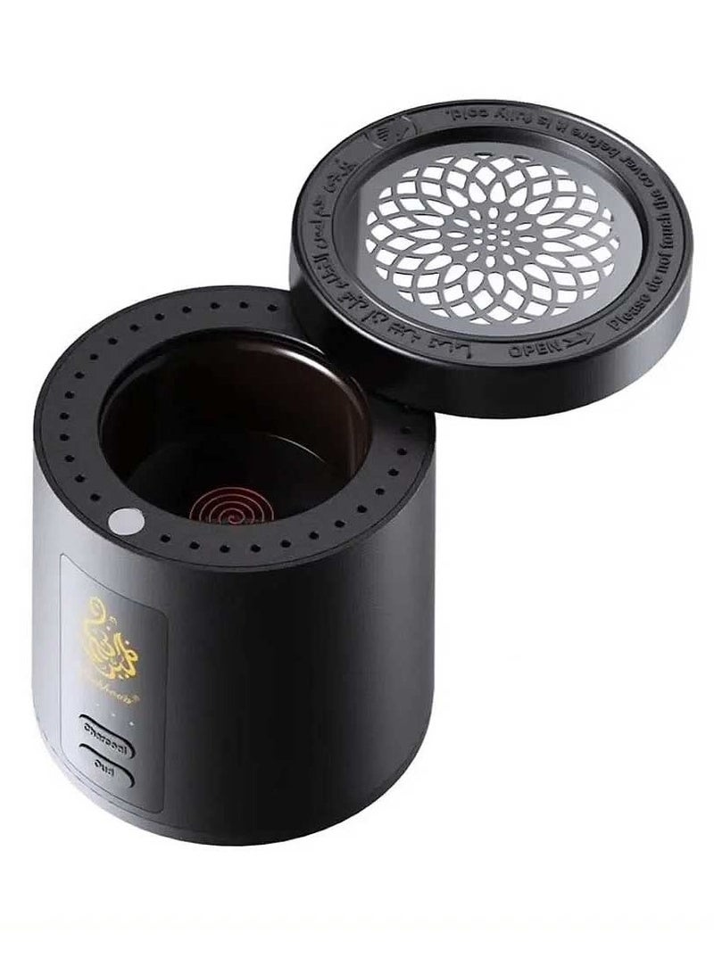 بخون مبخرة بخور إلكترونية مطورة فاخرة – حامل بخور فحم أسود عالي الجودة - Image 1